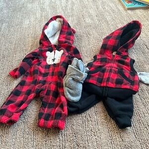 Carters newborn lot. 2 outfits and booties.